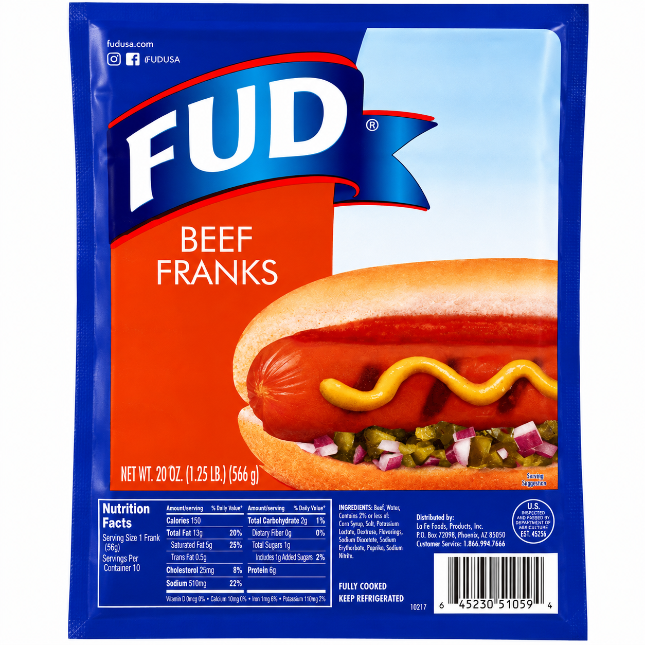 FUD Beef Franks 20 OZ