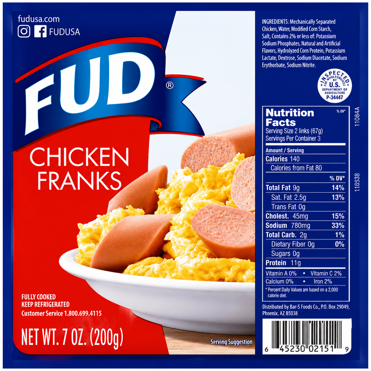 FUD Chicken Franks 7 OZ