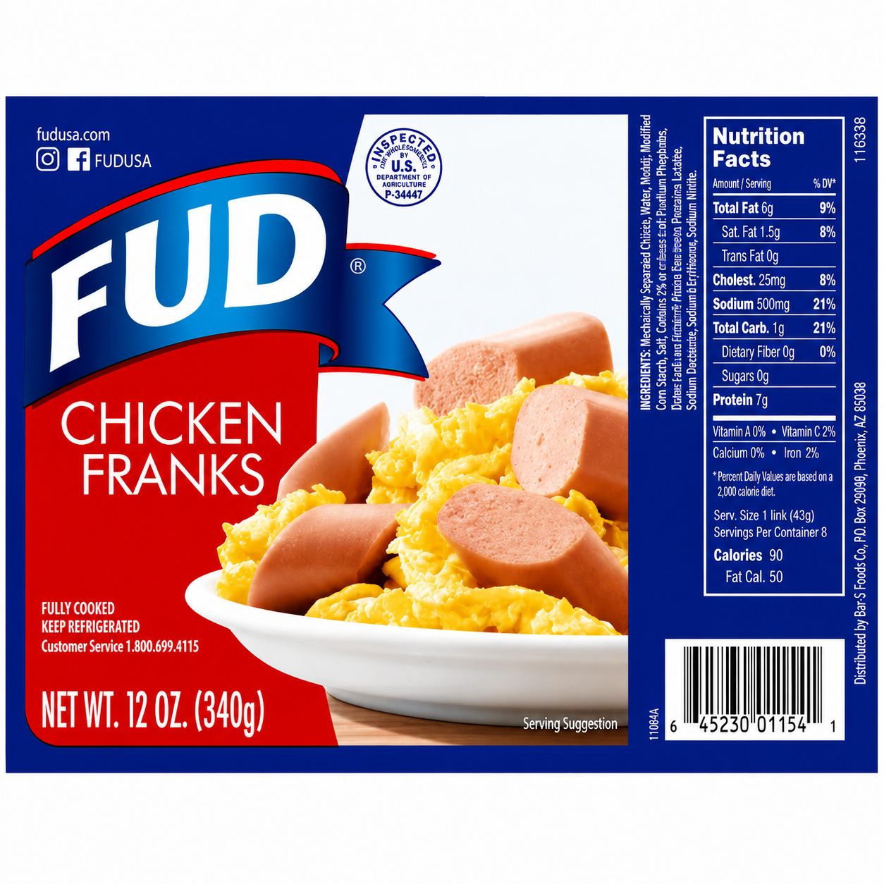 FUD Chicken Franks 12 OZ